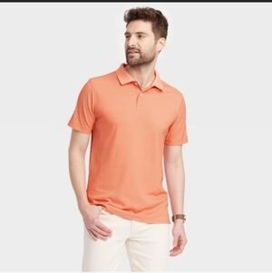 Men's Orange Striped Short Sleeve Polo - Goodfellow - Size M